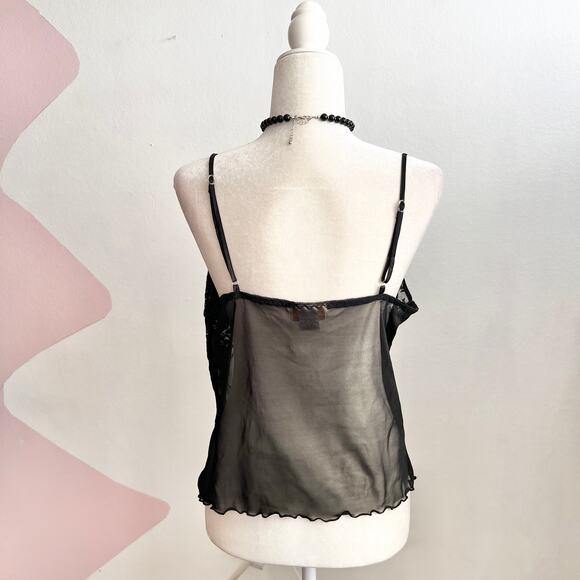 Vintage Black Lace Babydoll Top, Fairy Grunge Y2K 2000s Gothic Coquette Large - Picture 2 of 6